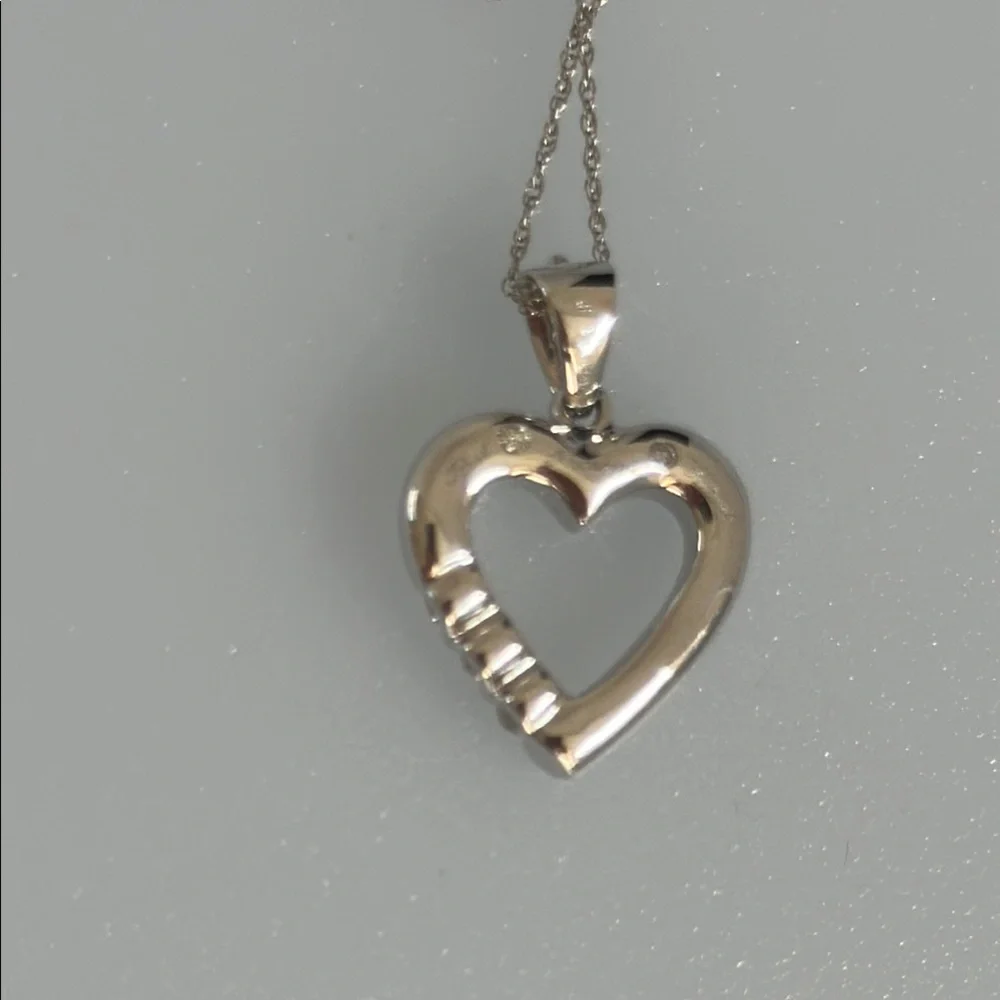 Diamonds 14k real solid gold Heart Necklace